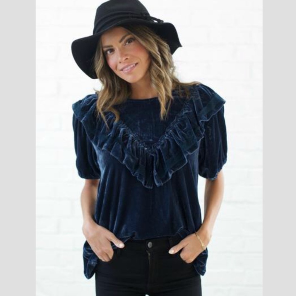 NEW with tag Nellie Ruffle Velvet Top